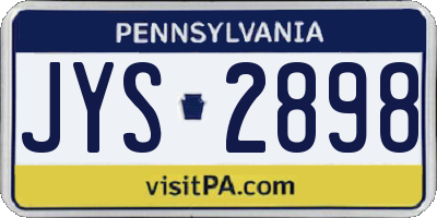 PA license plate JYS2898