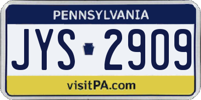 PA license plate JYS2909
