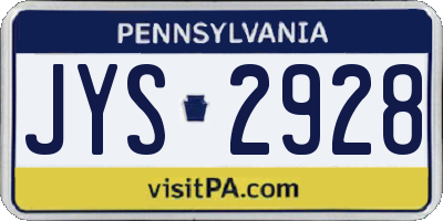 PA license plate JYS2928