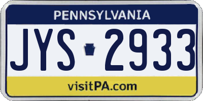 PA license plate JYS2933