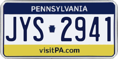 PA license plate JYS2941