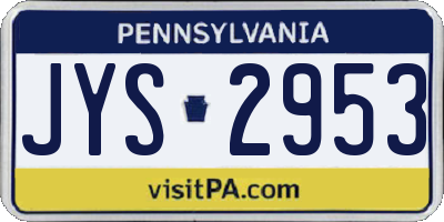 PA license plate JYS2953