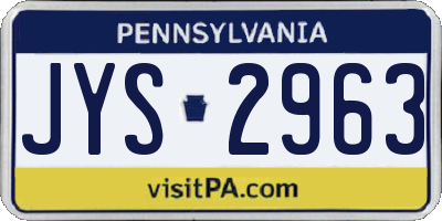 PA license plate JYS2963