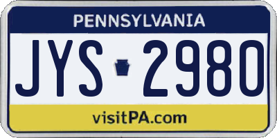 PA license plate JYS2980