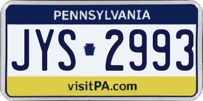 PA license plate JYS2993