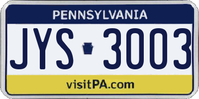 PA license plate JYS3003