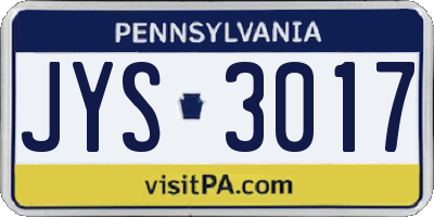 PA license plate JYS3017