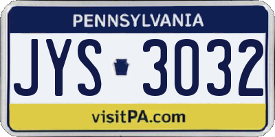 PA license plate JYS3032