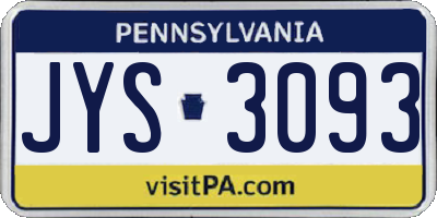 PA license plate JYS3093