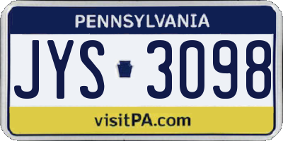 PA license plate JYS3098
