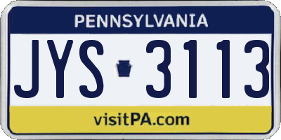 PA license plate JYS3113
