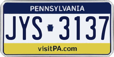 PA license plate JYS3137