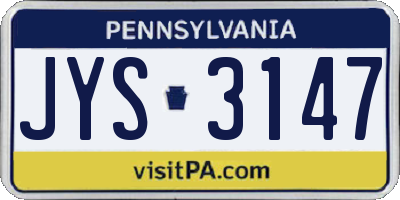 PA license plate JYS3147
