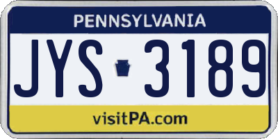 PA license plate JYS3189