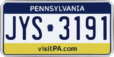 PA license plate JYS3191