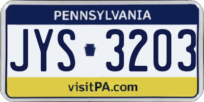 PA license plate JYS3203
