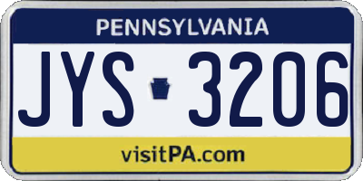 PA license plate JYS3206