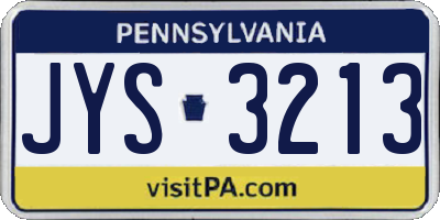 PA license plate JYS3213