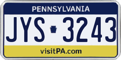 PA license plate JYS3243