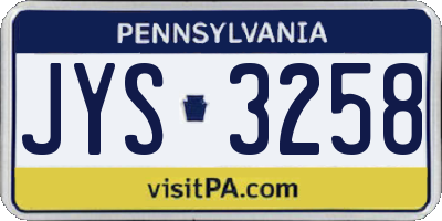 PA license plate JYS3258