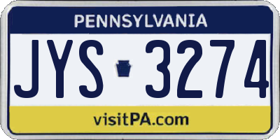 PA license plate JYS3274