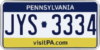 PA license plate JYS3334