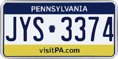 PA license plate JYS3374