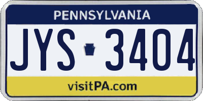 PA license plate JYS3404