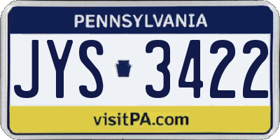 PA license plate JYS3422