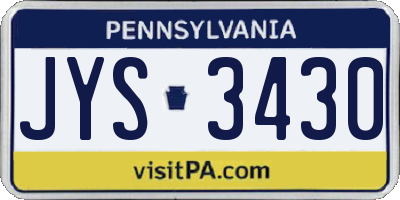 PA license plate JYS3430