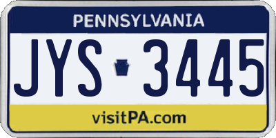 PA license plate JYS3445