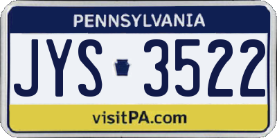 PA license plate JYS3522