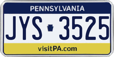 PA license plate JYS3525