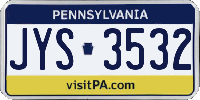PA license plate JYS3532