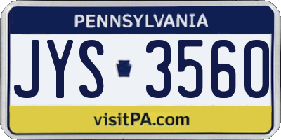 PA license plate JYS3560