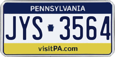 PA license plate JYS3564