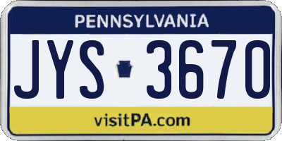 PA license plate JYS3670