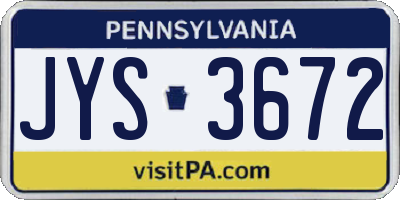 PA license plate JYS3672