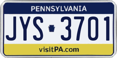 PA license plate JYS3701