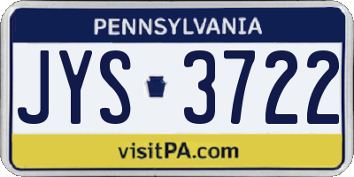 PA license plate JYS3722
