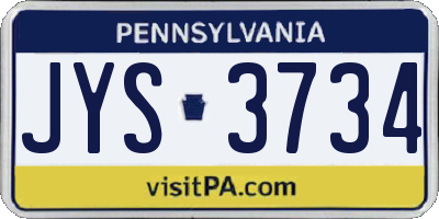 PA license plate JYS3734