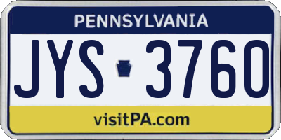 PA license plate JYS3760