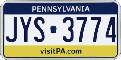 PA license plate JYS3774