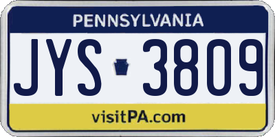 PA license plate JYS3809