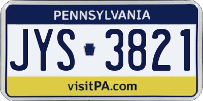 PA license plate JYS3821