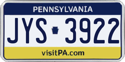 PA license plate JYS3922