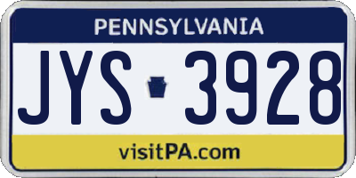 PA license plate JYS3928