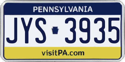 PA license plate JYS3935