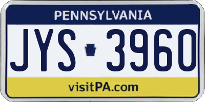 PA license plate JYS3960