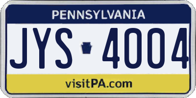 PA license plate JYS4004